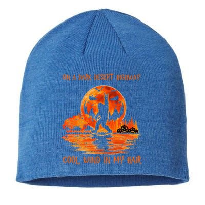 Bigfoot Middle Finger On A Dark Desert Highways Halloween Sustainable Beanie