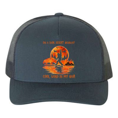 Bigfoot Middle Finger On A Dark Desert Highways Halloween Yupoong Adult 5-Panel Trucker Hat