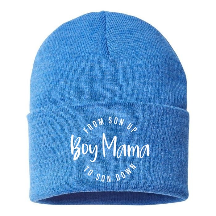 Boy Mama From Son Up To Son Down Funny Mom Of Mom Life Gift Sustainable Knit Beanie