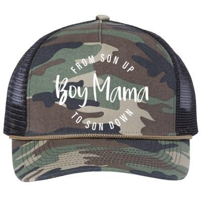 Boy Mama From Son Up To Son Down Funny Mom Of Mom Life Gift Retro Rope Trucker Hat Cap