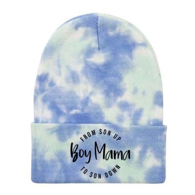 Boy Mama From Son Up To Son Down Funny Mom Of Mom Life Gift Tie Dye 12in Knit Beanie