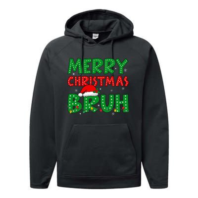 Bruh Meme Funny Saying Bro Greeting Ns Christmas Performance Fleece Hoodie