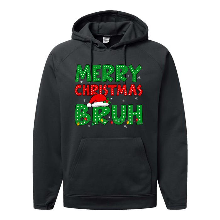 Bruh Meme Funny Saying Bro Greeting Ns Christmas Performance Fleece Hoodie