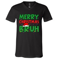 Bruh Meme Funny Saying Bro Greeting Ns Christmas V-Neck T-Shirt