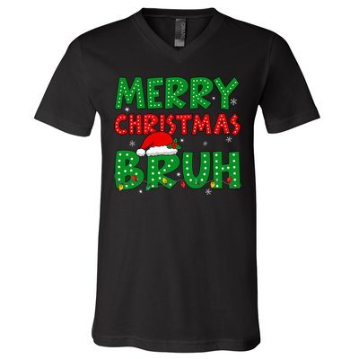 Bruh Meme Funny Saying Bro Greeting Ns Christmas V-Neck T-Shirt