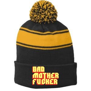 Bad Mother Fucker Stripe Pom Pom Beanie