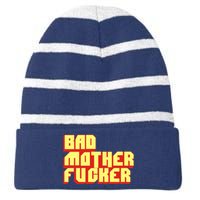 Bad Mother Fucker Striped Beanie with Solid Band