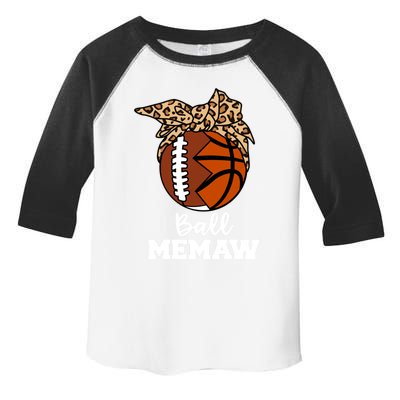 Ball Memaw Funny Football Basketball Memaw Gift Toddler Fine Jersey T-Shirt