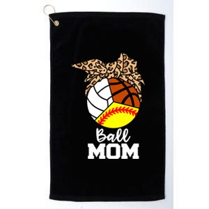 Ball Mom Funny Softball Volleyball Basketball Leopard Mom Meaningful Gift Platinum Collection Golf Towel