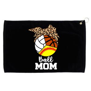 Ball Mom Funny Softball Volleyball Basketball Leopard Mom Meaningful Gift Grommeted Golf Towel