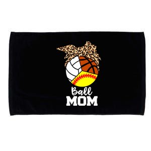 Ball Mom Funny Softball Volleyball Basketball Leopard Mom Meaningful Gift Microfiber Hand Towel