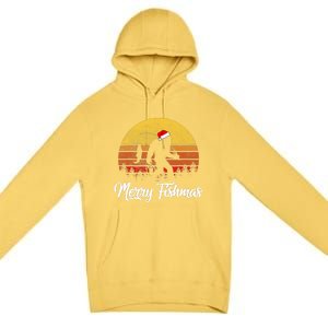 Bigfoot Merry Fishmas Fishing Sasquatch Christmas Premium Pullover Hoodie