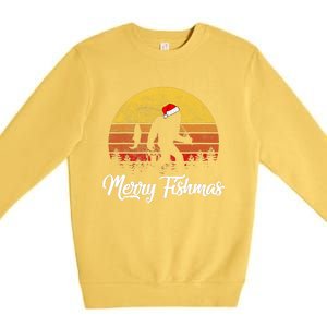 Bigfoot Merry Fishmas Fishing Sasquatch Christmas Premium Crewneck Sweatshirt