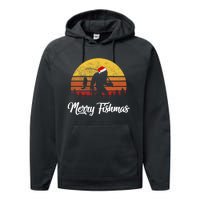 Bigfoot Merry Fishmas Fishing Sasquatch Christmas Performance Fleece Hoodie