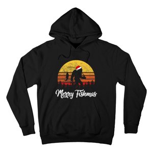 Bigfoot Merry Fishmas Fishing Sasquatch Christmas Hoodie