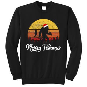 Bigfoot Merry Fishmas Fishing Sasquatch Christmas Sweatshirt