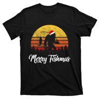 Bigfoot Merry Fishmas Fishing Sasquatch Christmas T-Shirt