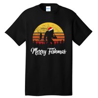 Bigfoot Merry Fishmas Fishing Sasquatch Christmas Tall T-Shirt