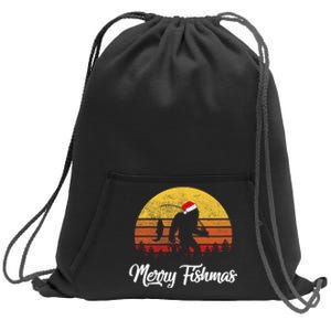 Bigfoot Merry Fishmas Fishing Sasquatch Christmas Sweatshirt Cinch Pack Bag