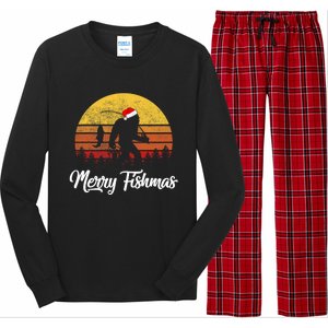 Bigfoot Merry Fishmas Fishing Sasquatch Christmas Long Sleeve Pajama Set