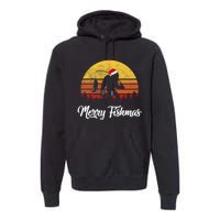 Bigfoot Merry Fishmas Fishing Sasquatch Christmas Premium Hoodie