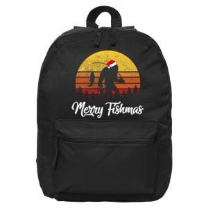 Bigfoot Merry Fishmas Fishing Sasquatch Christmas 16 in Basic Backpack