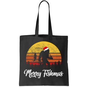 Bigfoot Merry Fishmas Fishing Sasquatch Christmas Tote Bag