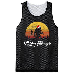 Bigfoot Merry Fishmas Fishing Sasquatch Christmas Mesh Reversible Basketball Jersey Tank