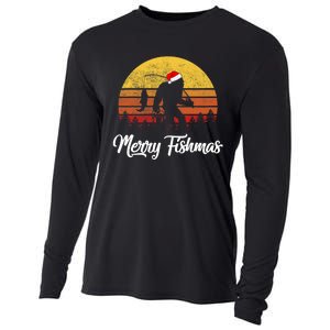 Bigfoot Merry Fishmas Fishing Sasquatch Christmas Cooling Performance Long Sleeve Crew