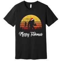 Bigfoot Merry Fishmas Fishing Sasquatch Christmas Premium T-Shirt