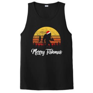 Bigfoot Merry Fishmas Fishing Sasquatch Christmas PosiCharge Competitor Tank