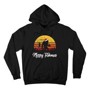 Bigfoot Merry Fishmas Fishing Sasquatch Christmas Tall Hoodie