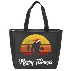 Bigfoot Merry Fishmas Fishing Sasquatch Christmas Zip Tote Bag