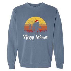 Bigfoot Merry Fishmas Fishing Sasquatch Christmas Garment-Dyed Sweatshirt