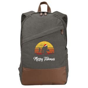 Bigfoot Merry Fishmas Fishing Sasquatch Christmas Cotton Canvas Backpack