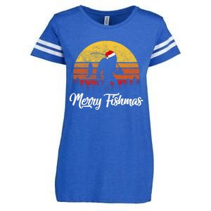 Bigfoot Merry Fishmas Fishing Sasquatch Christmas Enza Ladies Jersey Football T-Shirt