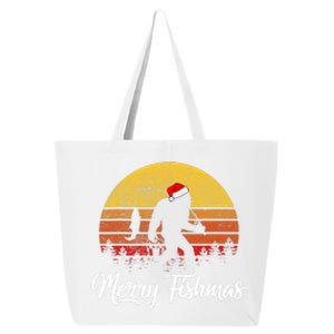 Bigfoot Merry Fishmas Fishing Sasquatch Christmas 25L Jumbo Tote