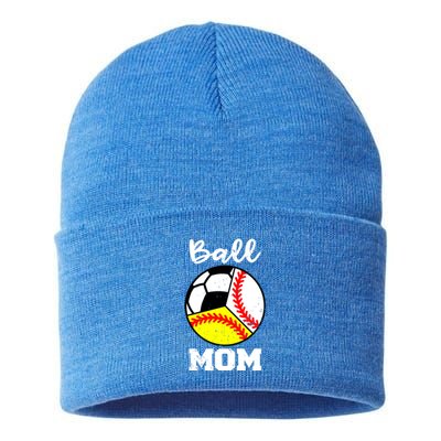 Ball Mom Funny Baseball Softball Soccer Mom Meaningful Gift Sustainable Knit Beanie