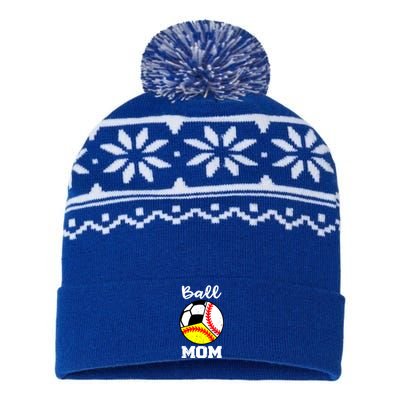 Ball Mom Funny Baseball Softball Soccer Mom Meaningful Gift USA-Made Snowflake Beanie