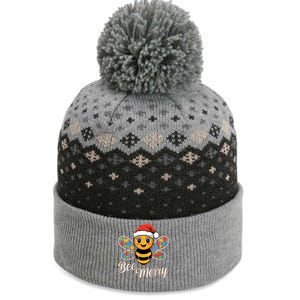 Bee Merry Festive Christmas Light Gift The Baniff Cuffed Pom Beanie