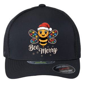 Bee Merry Festive Christmas Light Gift Flexfit Unipanel Trucker Cap