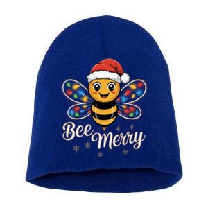 Bee Merry Festive Christmas Light Gift Short Acrylic Beanie