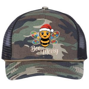 Bee Merry Festive Christmas Light Gift Retro Rope Trucker Hat Cap