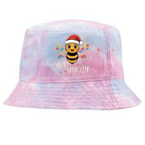 Bee Merry Festive Christmas Light Gift Tie-Dyed Bucket Hat