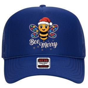 Bee Merry Festive Christmas Light Gift High Crown Mesh Back Trucker Hat