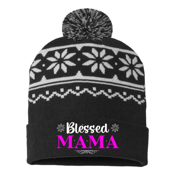 Blessed Mama Funny Mothers Day T USA-Made Snowflake Beanie