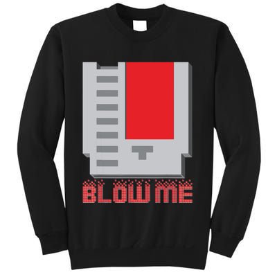 Blow Me Funny Vintage Retro 8Bit Cartridge Gaming Sweatshirt