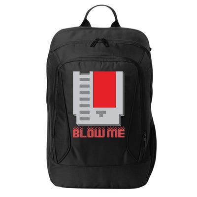 Blow Me Funny Vintage Retro 8Bit Cartridge Gaming City Backpack