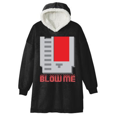 Blow Me Funny Vintage Retro 8Bit Cartridge Gaming Hooded Wearable Blanket