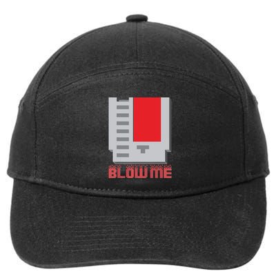 Blow Me Funny Vintage Retro 8Bit Cartridge Gaming 7-Panel Snapback Hat